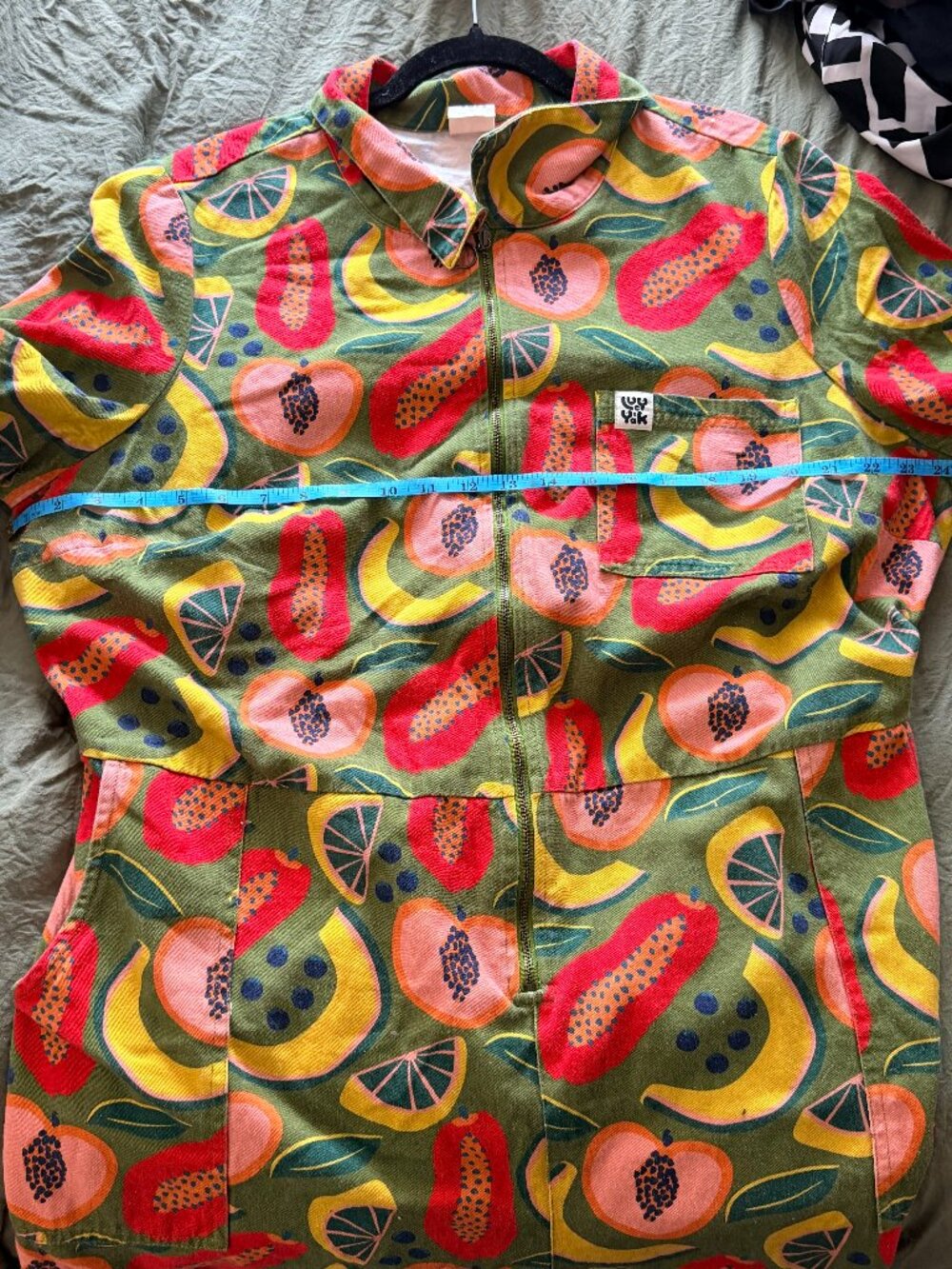 Lucy & Yak Short Jumpsuit in Limited Edition Green/Fruit Print Plus Size - Picture 4 of 4